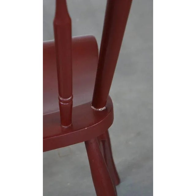 Vintage Dutch Farmers Side Chair in Burgundy Wood For Sale - Image 10 of 12