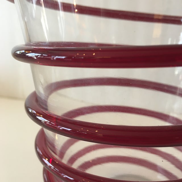 Vintage Blenko Red Swirl and Transparent Handblown Glass Vase Chairish