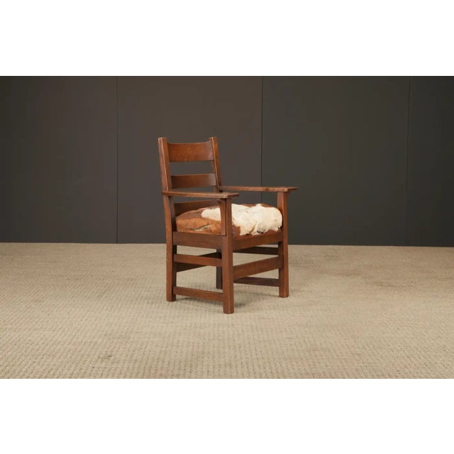 Early 20th Century L. & j.g. Stickley Mission Oak Ladder-Back Armchair, C. 1910, Signed For Sale - Image 5 of 18