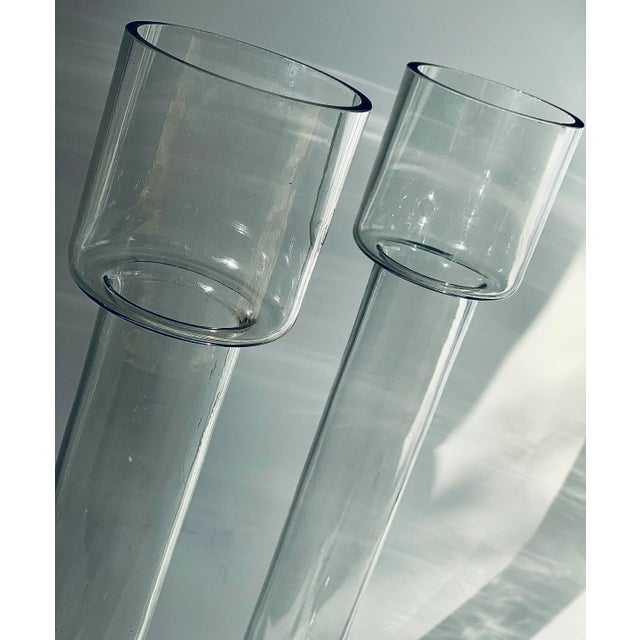 Mid-Century Modern Vintage Mid-Century English Decorative Blown Art Glass Vases/Votive Candle Holders- a Pair For Sale - Image 3 of 12