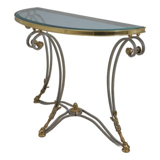 Labarge Brass & Steel Regency Console Hall Table For Sale