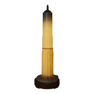 Art Deco Celluloid Empire State Building Shaped Florescent Table Lamp For Sale