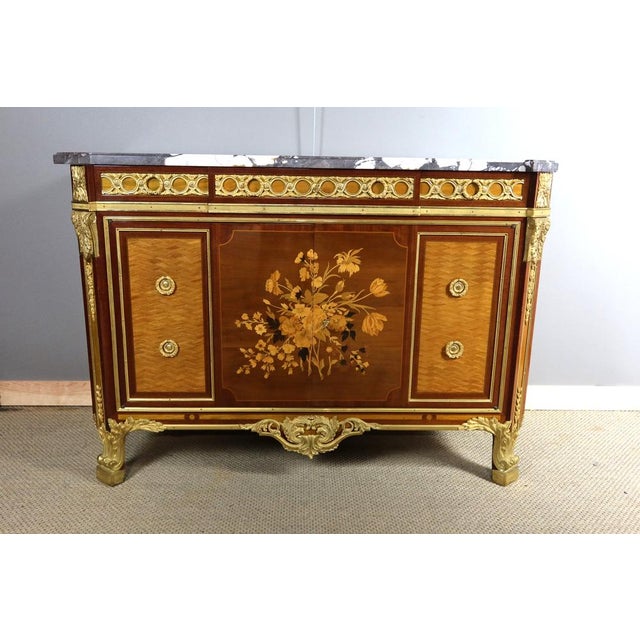 Louis XV-Louis XVI Transition Style Marquetry Buffet, 1960s For Sale - Image 15 of 15
