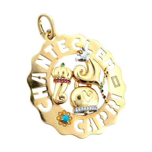 Metal Chantecler Capri 18k Large Logo Rooster Charm For Sale - Image 7 of 11