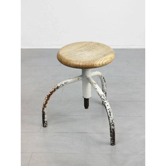 Vintage Industrial White Swivel Chair For Sale - Image 12 of 12