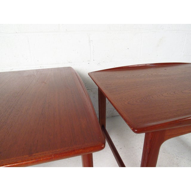 DUX Vintage Modern Sculpted Teak End Tables - a Pair For Sale - Image 4 of 11