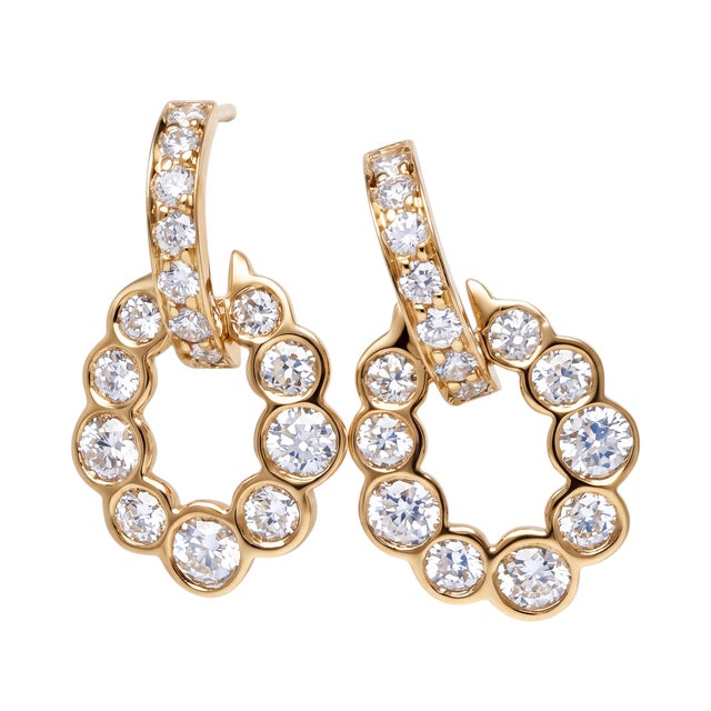 Gia Certified 14k Yellow Gold Door-Knocker Diamond Drop Earrings 1.60 CTW D–g Vs, Pair For Sale - Image 4 of 10