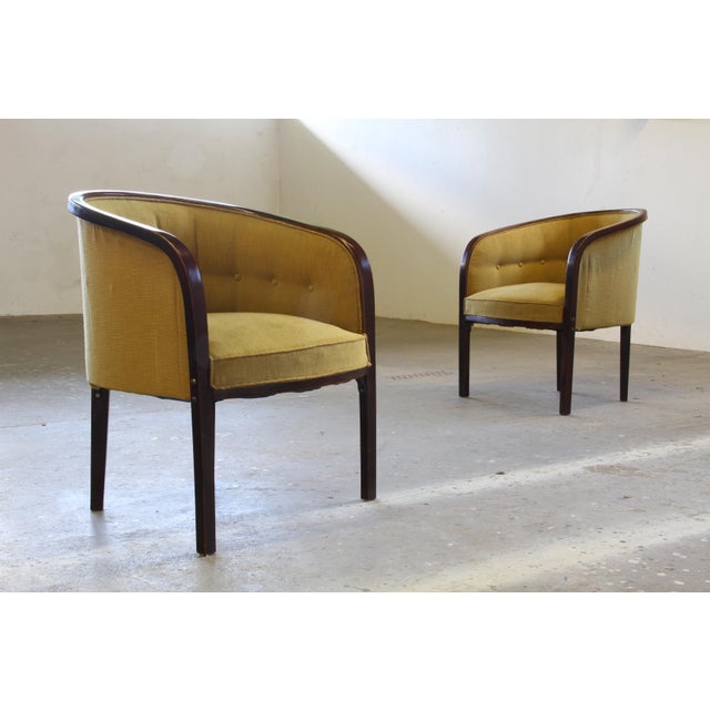Vintage Art Nouveau Easy Lounge Chairs attributed to Josef Hoffmann for Jacob & Josef Kohn, 1914, Set of 2 For Sale - Image 3 of 18