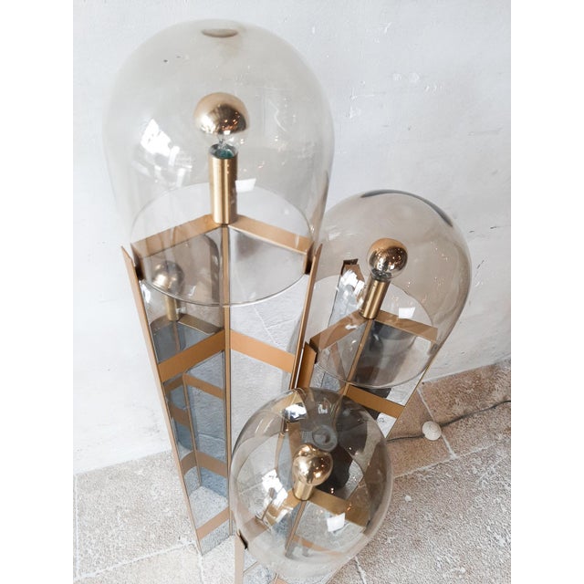 Gaetano Sciolari Floor Lamp in Chrome Plated and Brushed Aluminium with Murano Glass attributed to Gaetano Sciolari, 1970 For Sale - Image 4 of 15