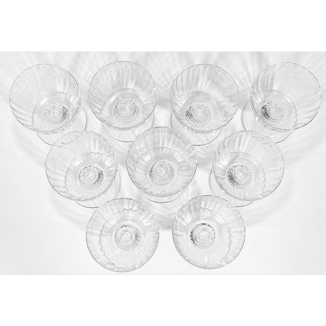 Vintage Crystal Fluted Wine Goblets - Set of 9 For Sale - Image 4 of 18