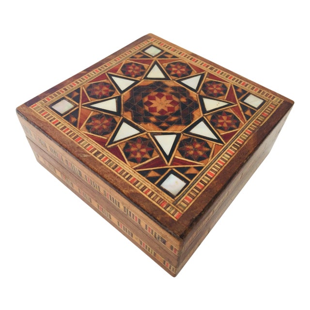 Middle Eastern Inlaid Marquetry Mosaic Box For Sale