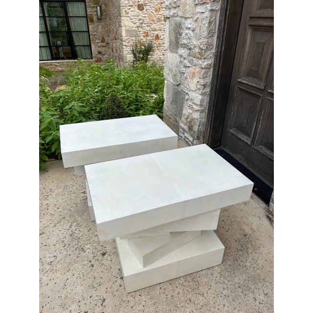 Contemporary White Side Tables - a Pair For Sale - Image 4 of 12