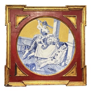 Hand-Painted Earthenware Wall Plate, 1900 For Sale