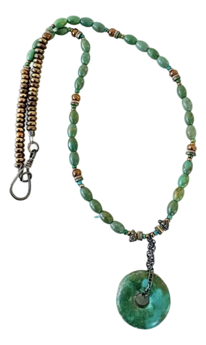 Vintage Turquoise Beaded Necklace With Pendant