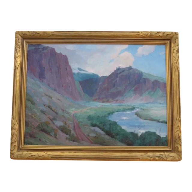 1920s Mountain Landscape Oil Painting by Jean Mannheim, Framed For Sale
