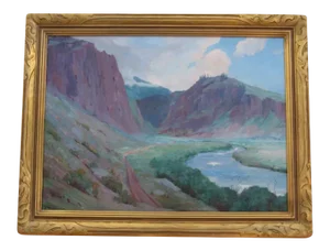 1920s Mountain Landscape Oil Painting by Jean Mannheim, Framed