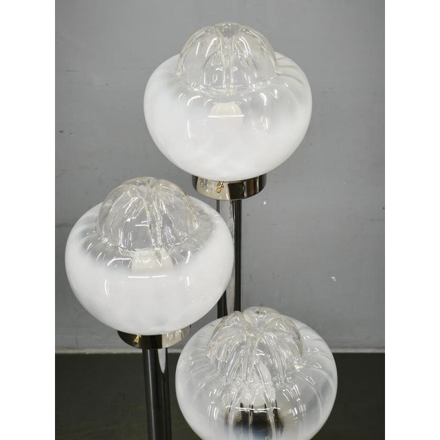 Italian Murano Glass, Chrome and Marble 3-Light Floor Lamp, 1970s For Sale - Image 8 of 16