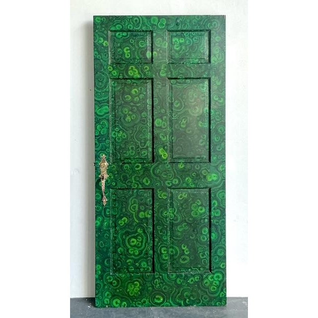 Hollywood Regency Vintage Boho Faux Finished Malachite Door For Sale - Image 3 of 13