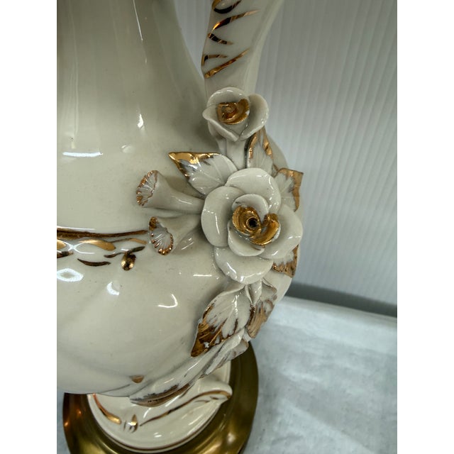 White Porcelain With Gold Swirls Table Lamps, Pair For Sale In San Francisco - Image 6 of 12