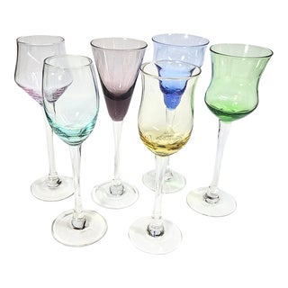 Pastel Cordial Goblets- Set of Six For Sale