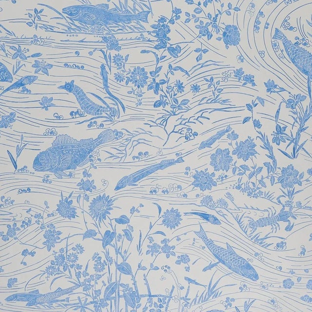 Paper Schumacher Sea Garden Wallpaper in Porcelain - 10 Yards For Sale - Image 7 of 7