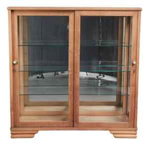 Antique Dutch Oak Display Cabinet with 2 Doors, Glass Shelves and Mirrored Back