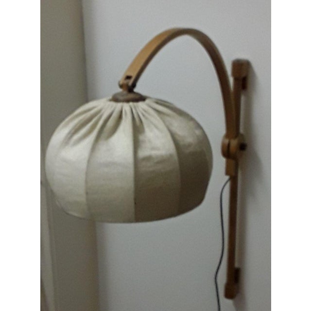 Light Oak Sconce with Beige Wool Shade, 1970s For Sale - Image 4 of 8