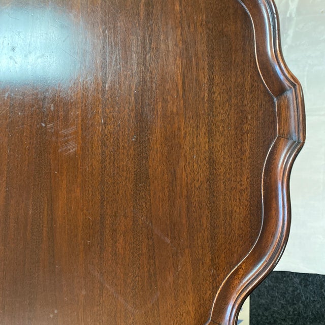 Wood Mahogany Scallop Edge Parlor Tables by Brandt - A Pair For Sale - Image 7 of 12