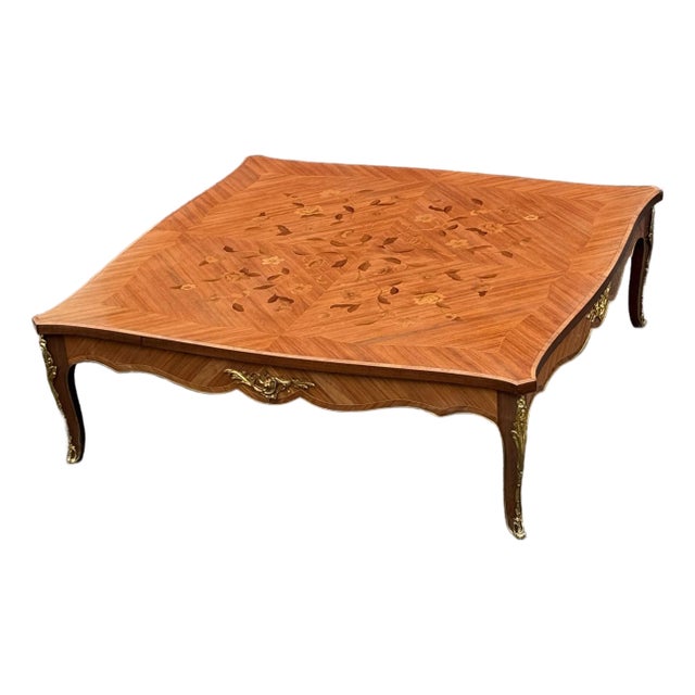 Late 20th Century Greenbaum Interiors Marquetry Inlaid Ormolu Mounted Coffee Table For Sale