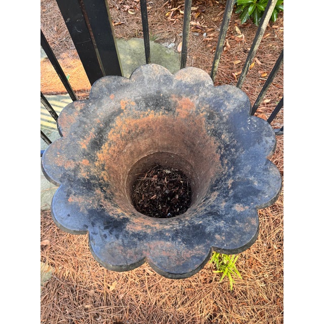 1990s Pair of Large Cast Iron Urn/Planters For Sale - Image 5 of 5