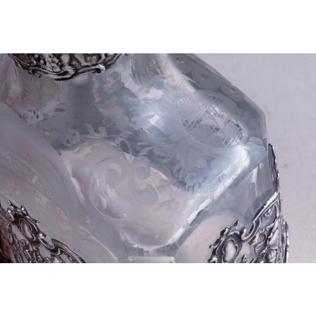 Metal Antique Storck & Sinsheimer Glass Silver Decanter For Sale - Image 7 of 11