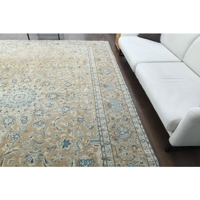1970s 1970s Vintage Persian Handmade Wool Cotton Beige Area Rug For Sale - Image 5 of 11