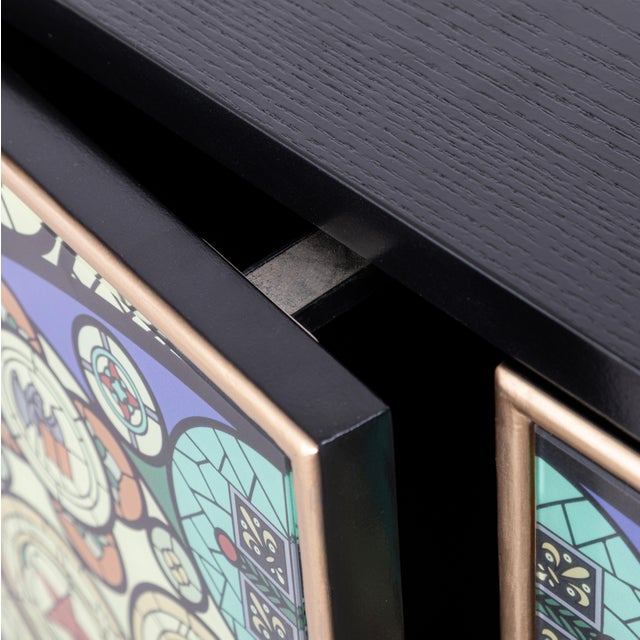 Black Pasargad Home Solani 4-Door Sideboard With Gold Metal Legs & 6 Shelves For Sale - Image 8 of 10