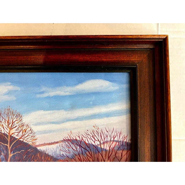 1980s Signed Rare Original Edward Tomasiewicz Winter Scene Painting For Sale - Image 5 of 6