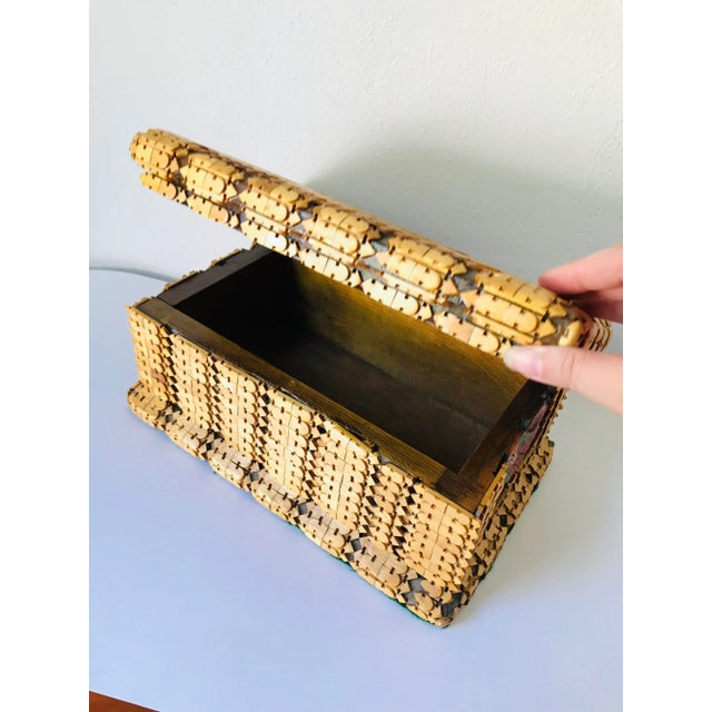 Vintage Outsider / Tramp Art Carved Wood Box by Scott For Sale - Image 4 of 10