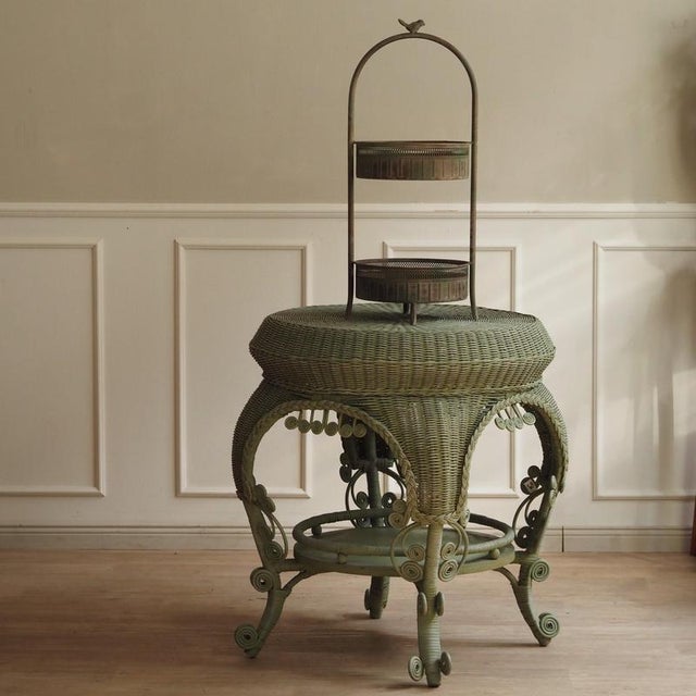 Wood Victorian Rattan Side Table, 1900s For Sale - Image 7 of 8