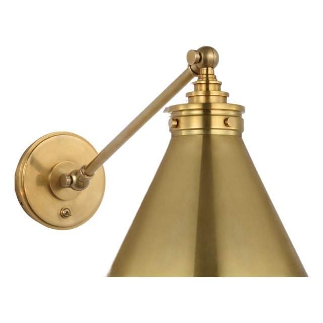 Chapman & Myers for Visual Comfort Signature Parkington Single Library Wall Light in Antique-Burnished Brass For Sale