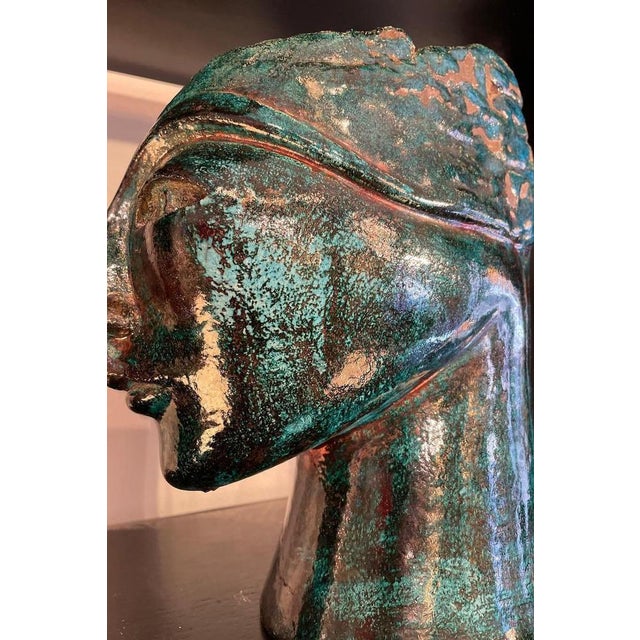 Glazed Ceramic Head Sculpture, 1960s For Sale - Image 6 of 8