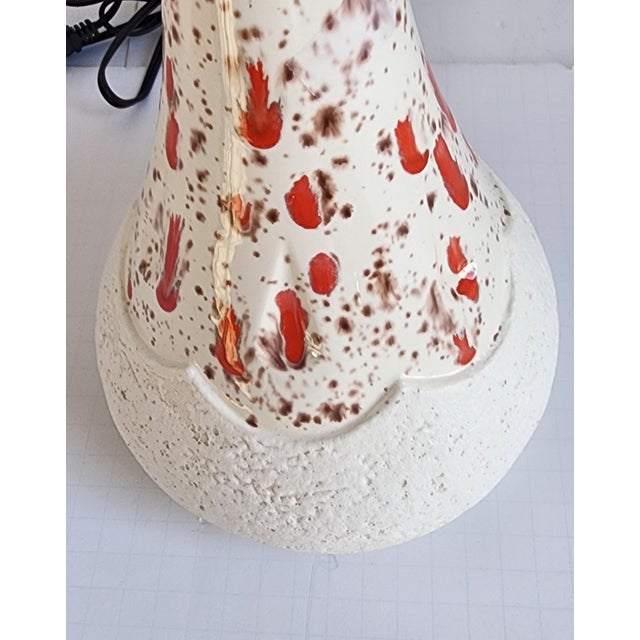 Metal Mid Century Modern Splatter Glazed Ceramic Table Lamps-A Pair For Sale - Image 7 of 9