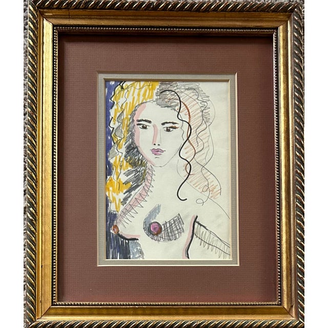 Vintage 1970’s Abstract Mixed Media Drawing ~ Torso of a Nude Woman For Sale - Image 4 of 6