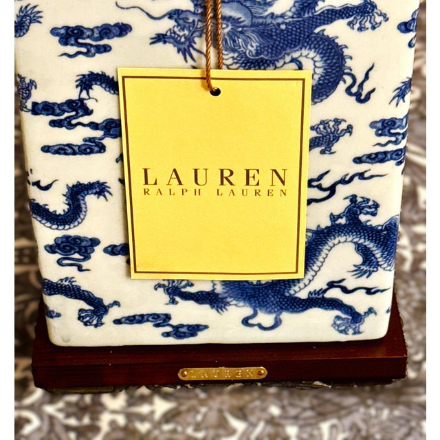 Lauren Ralph Lauren Ralph Lauren Blue and White Dragon Lamps - A Pair For Sale - Image 4 of 10