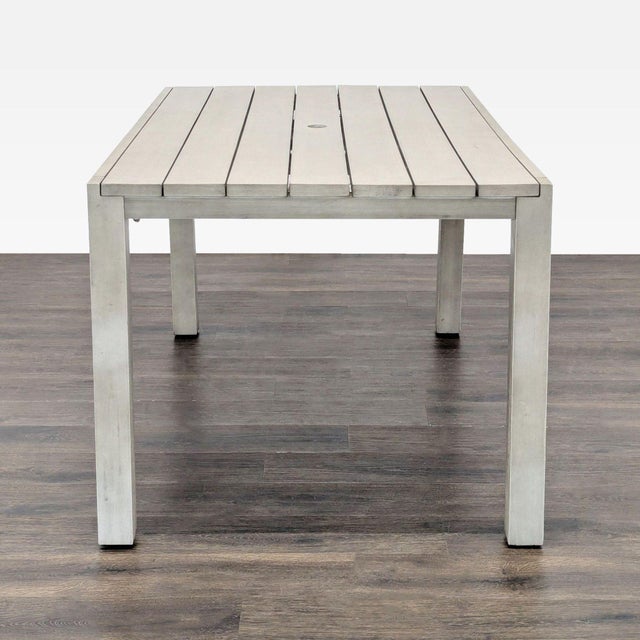 CB2 Cb2 Matera Modern Outdoor Slatted Dining Table – Light Grey For Sale - Image 4 of 7