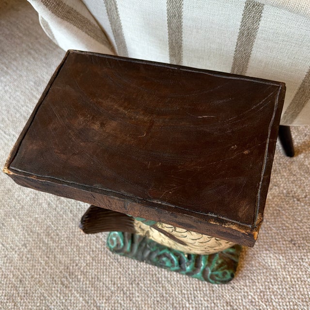 Vintage Hand Carved Painted Wooden Koi Fish Side Table/Pedestal. For Sale In New York - Image 6 of 12