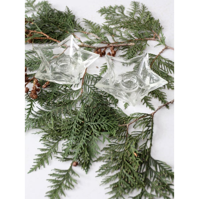 Vintage Cut Glass Star Candle Holders Pair For Sale - Image 4 of 10