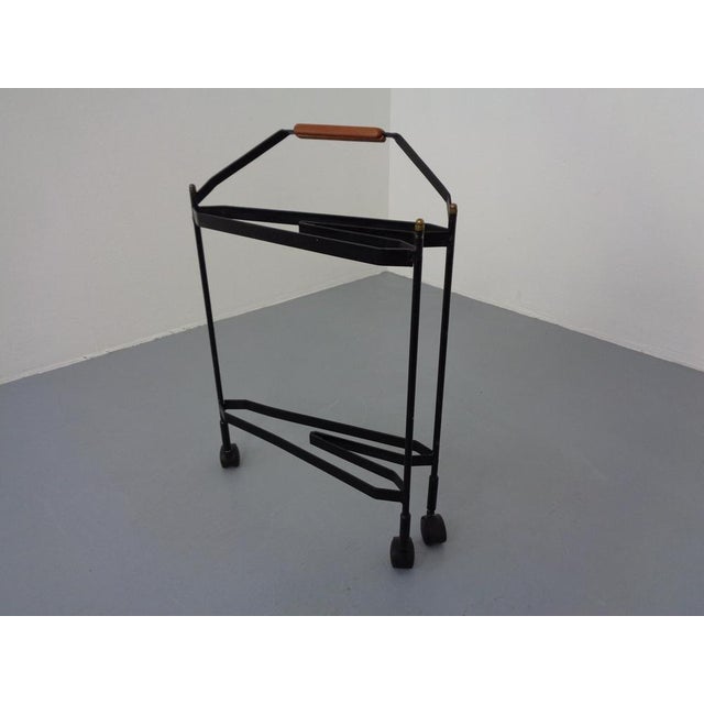 Mid-Century Folding Teak & Metal Serving Bar Cart, 1960s For Sale - Image 13 of 18
