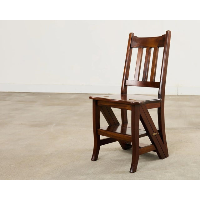 Arts & Crafts Arts and Crafts Style Mahogany Metamorphic Library Chair For Sale - Image 3 of 17