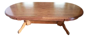 1970s Mid-Century Modern Pedestal Tiger Oak Coffee Table