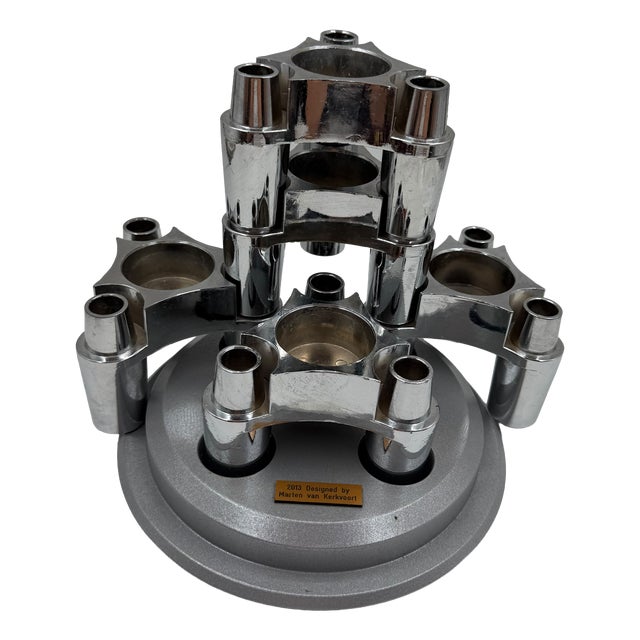 Modular Candleholder with Silver Aluminum Plug-in System in the style of Stoff Nagel, 1950s, Set of 4 For Sale