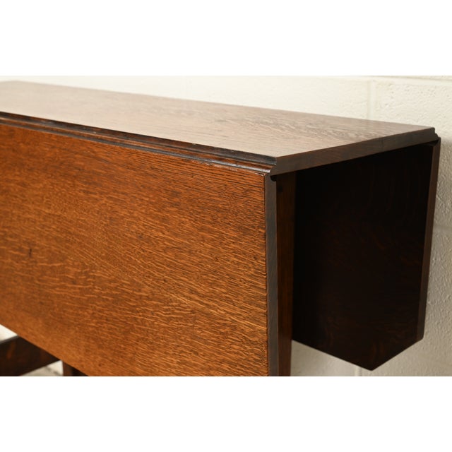 Gustav Stickley Mission Oak Arts & Crafts Drop Leaf Dining Table, Circa 1912 For Sale - Image 10 of 15