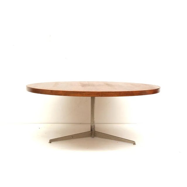 Wood Large Vintage Round Coffee Table, 1960s For Sale - Image 7 of 9